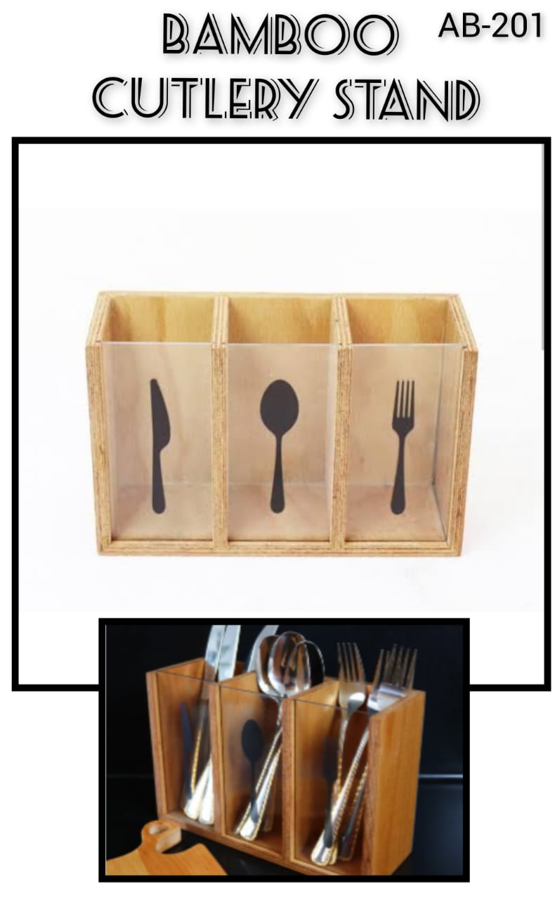 Bamboo Cutlery Stand